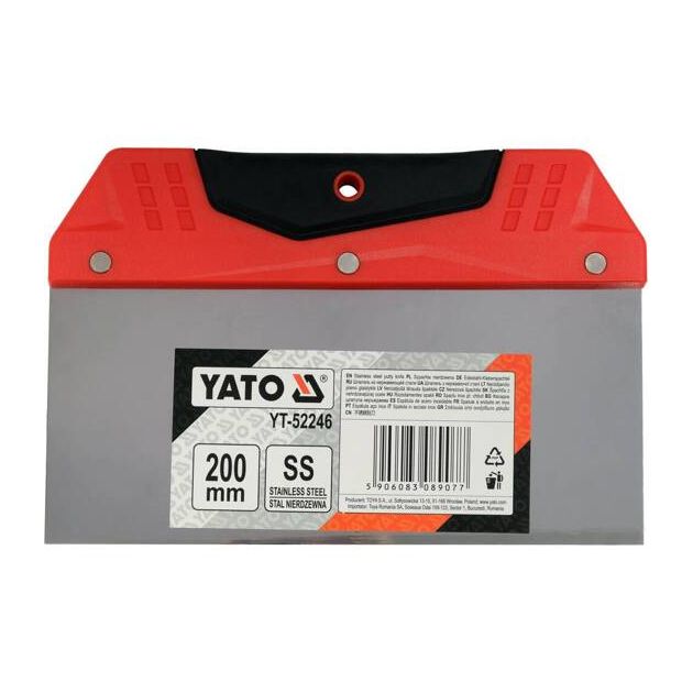 Шпатель YATO для фінішного шпаклювання 200 мм, нержавіюча сталь, фото , изображение 3 | SNABZHENIE.com.ua