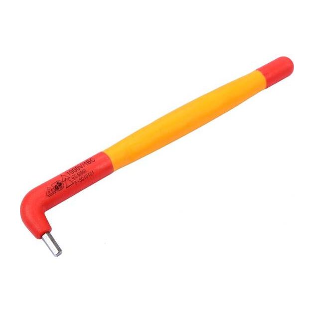 Ключ шестигранный YATO тип Г, М3 мм, L= 130 мм, B= 25 мм, изолированный корпус VDE до 1000V(DW), фото , изображение 2 | SNABZHENIE.com.ua