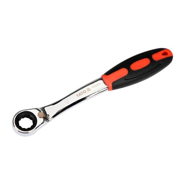 Ключ накидний вигнутий з тріщаткою YATO M12, Cr-V, ергономічний, фото , изображение 2 | SNABZHENIE.com.ua