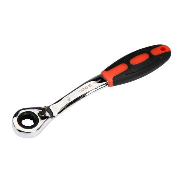 Ключ накидний вигнутий YATO M9 з тріщаткою, Cr-V, ергономіка, фото , изображение 2 | SNABZHENIE.com.ua