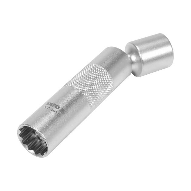 Головка торцева 12-гранна для свічок YATO М14, кардан, квад 3/8, 98 мм, фото , изображение 3 | SNABZHENIE.com.ua