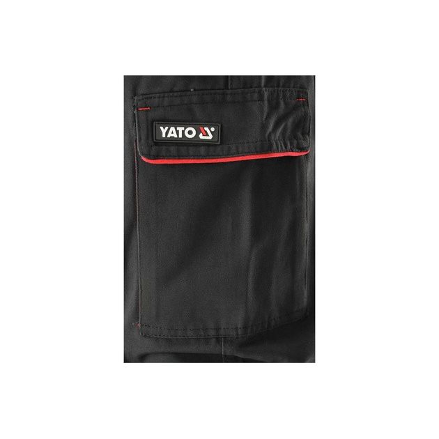 Робочі штани COMFY YATO, L, чорні з червоним, 7 кишень, 100% бавовна, фото , изображение 14 | SNABZHENIE.com.ua