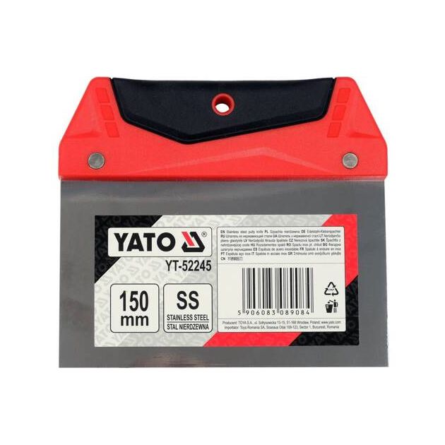 Шпатель для фінішного шпаклювання YATO, 150 мм t= 0,5 мм з нержавіючої сталі, фото , зображення 3 | SNABZHENIE.com.ua