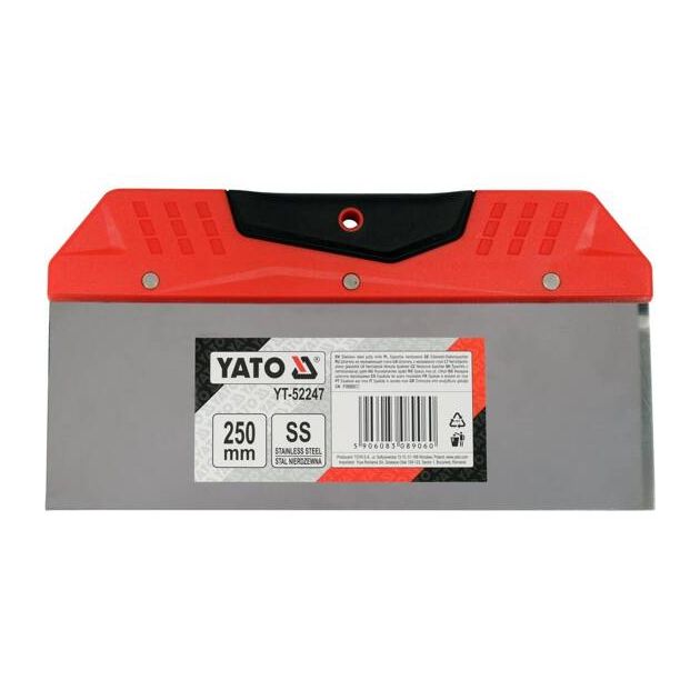 Шпатель для фінішного шпаклювання YATO, 250 мм, t= 0.5 мм, з нержавіючої сталі, фото , зображення 3 | SNABZHENIE.com.ua