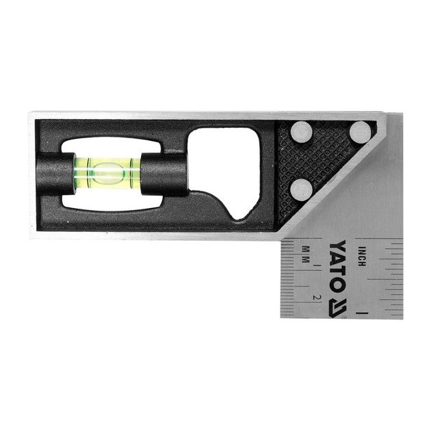 Кутник слюсара з нержавіючої сталі YATO: 90° з метричною шкалою і рівневою капсулою, 150 мм [6/48], фото , зображення 2 | SNABZHENIE.com.ua