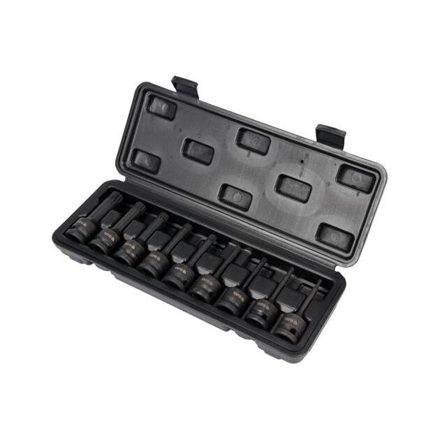 Набор ударных насадок SPLINE YATO 1/2", M4-M16, 9 шт, кейс, фото , изображение 3 | SNABZHENIE.com.ua