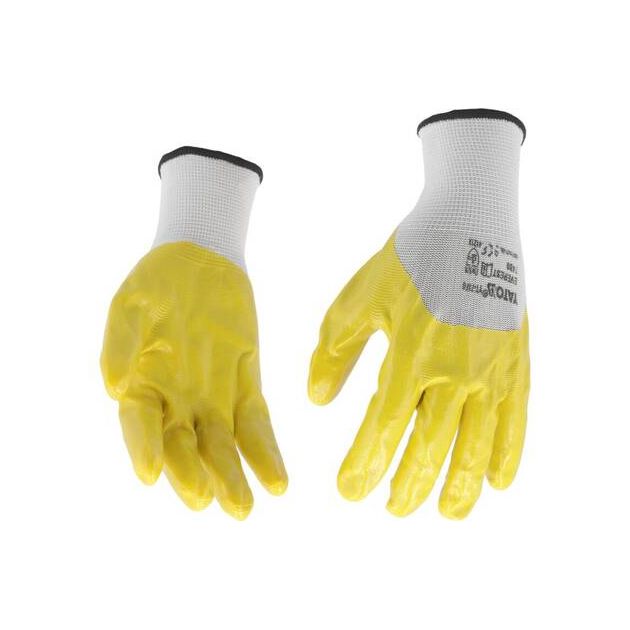 Перчатки рабочие трикотажные нейлоновые желтые YATO, размер 10, фото , изображение 3 | SNABZHENIE.com.ua