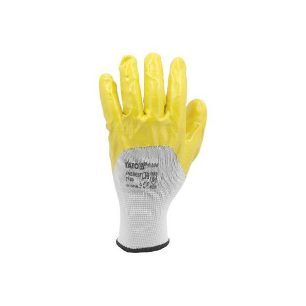 Перчатки рабочие трикотажные нейлоновые желтые YATO, размер 10, фото , изображение 5 | SNABZHENIE.com.ua