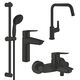 Набор смесителей 4 в 1 для ванной комнаты и кухни Grohe QuickFix Start Black M-Size UA303301MK, фото  | SNABZHENIE.com.ua