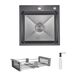 Комплект Lidz Handmade H5050HB Мойка для кухни интегрированная Decor Black PVD Honeycomb в комплекте с дозатором+ Lidz K01G Корзина для кухонной мойки, фото  | SNABZHENIE.com.ua Комплект Lidz Handmade H5050HB Мойка для кухни интегрированная Decor Black PVD Honeycomb в комплекте с дозатором+ Lidz K01G Корзина для кухонной мойки, фото  | SNABZHENIE.com.ua