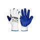 Перчатки хлопчатобумажні в'язані MASTERTOOL з латексним покриттям долоні 10.5, підвіс 12 пар, біло-сині, фото  | SNABZHENIE.com.ua