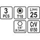 Насадка отверточна STHOR, TORX T10 x 25 мм, HEX 1/4, Cr-V, 3 шт (VO-65492), фото , зображення 3 | SNABZHENIE.com.ua