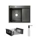 Комплект Lidz H6350BR: интегрированная мойка с дозатором и корзиной BlackPVD, фото  | SNABZHENIE.com.ua Комплект Lidz H6350BR: интегрированная мойка с дозатором и корзиной BlackPVD, фото  | SNABZHENIE.com.ua